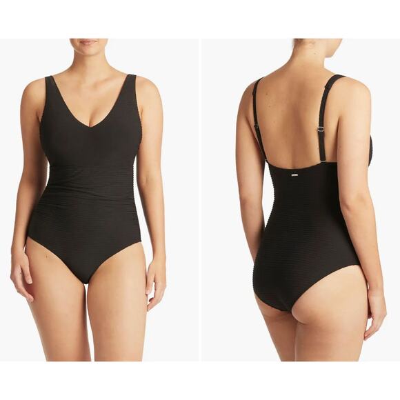 Sea Level Underwire RUCHED TEXTURED One-Piece Swimsuit SZ 12 $150 88 - Picture 1 of 3